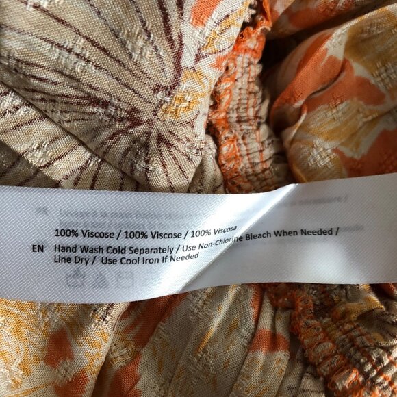 Land Of‎ The Free Floral Print Orange & Beige Maxi Dress With Cutout Size Small - Picture 7 of 9